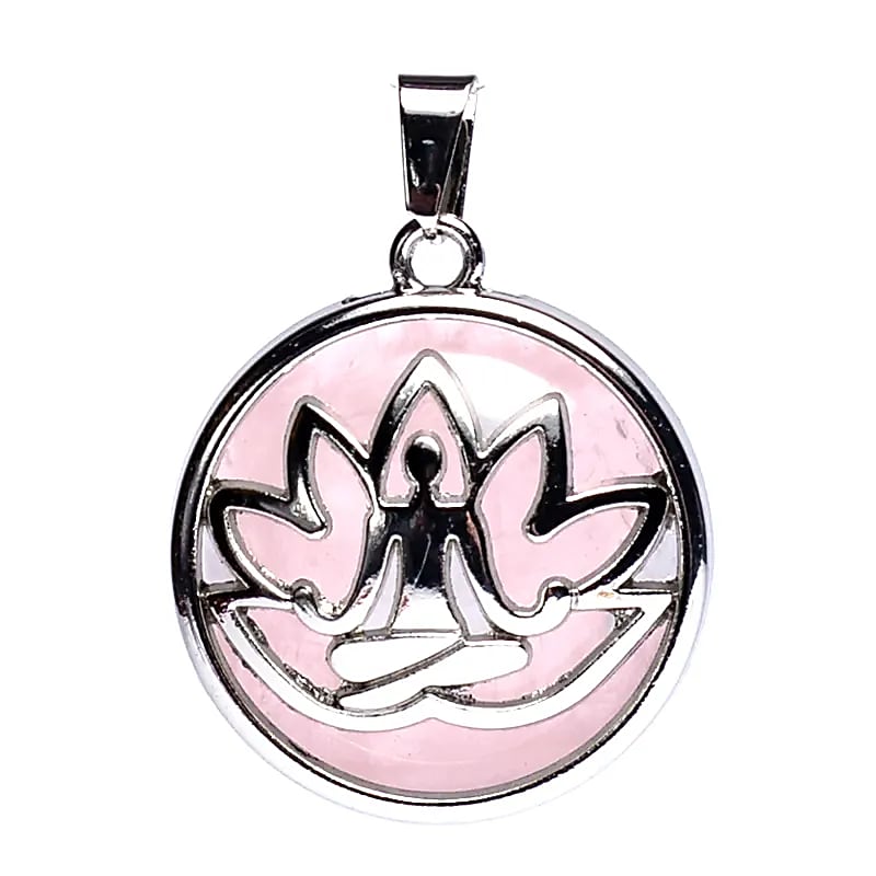 Anhänger Meditation Lotus mit Rosenquarz