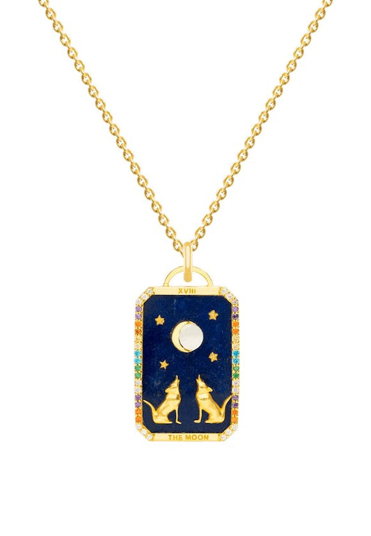 Tarot Karten Kette ''The Moon'' 24k vergoldet