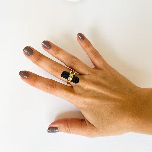 Schutz & Erdung Ring aus schwarzem Turmalin