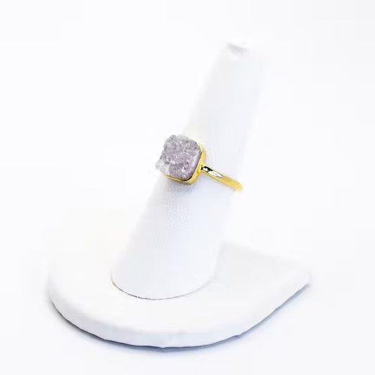 Exquisiter Amethyst-Geodenring - vergoldet