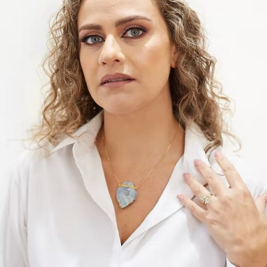 Rohe Aquamarin-Halskette - Anti-Stress