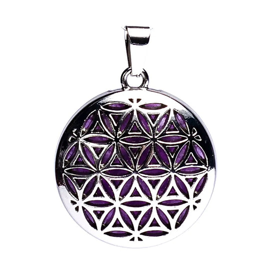Anhänger Blume des Lebens mit Amethyst