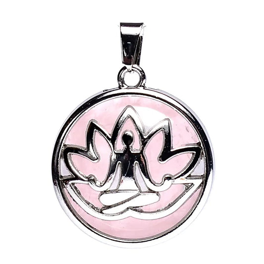 Anhänger Meditation Lotus mit Rosenquarz