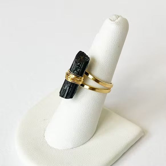 Schutz & Erdung Ring aus schwarzem Turmalin