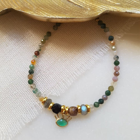Indisches Achatarmband, grüner Onyx - Aida
