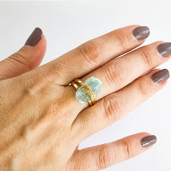 Aquamarin-Ring - Anti-Stress