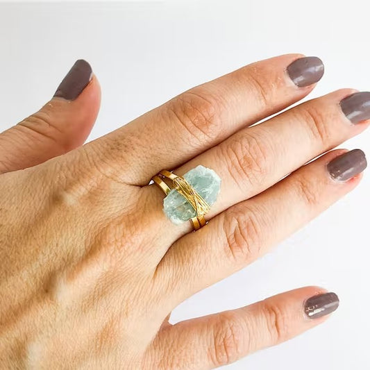 Aquamarin-Ring - Anti-Stress