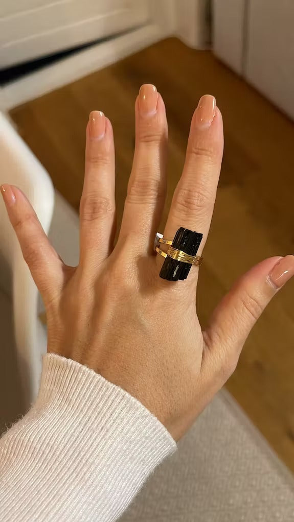 Schutz & Erdung Ring aus schwarzem Turmalin